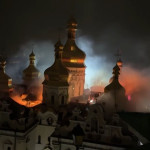 cathédrale de la Dormition en flammes